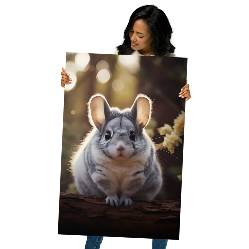 Curious Chinchilla in the Forest | Metal Print | 24″×36″