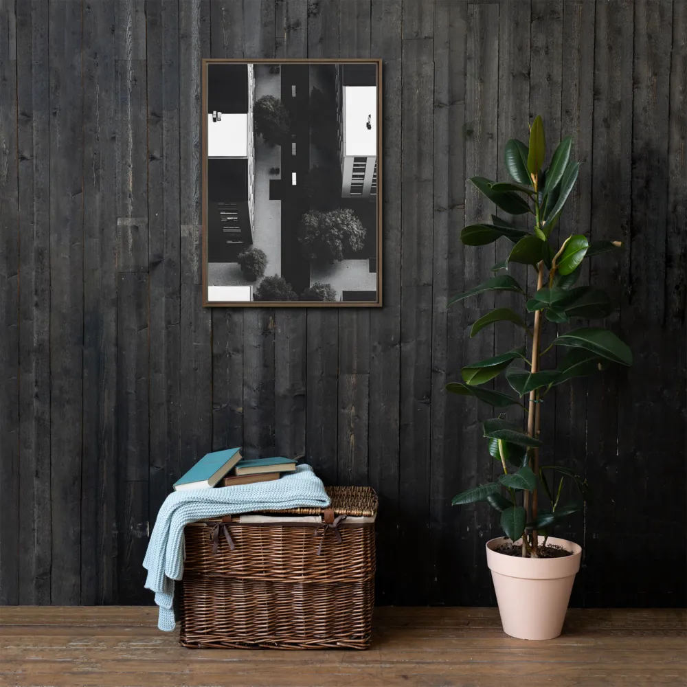 Urban Serenity from Above | Canvas with Brown Frame | 20″×28″