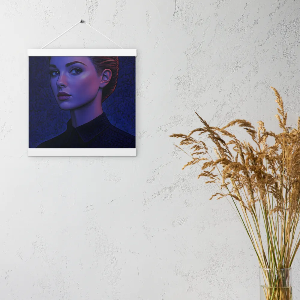 Ethereal Portrait in Blue and Red | Poster With White Wood Hanger | 12″×12″