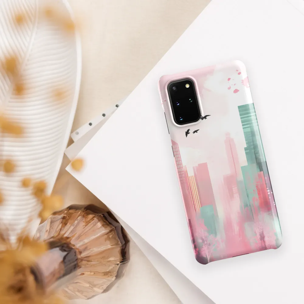 Dreamy Cityscape in Pink and Cyan