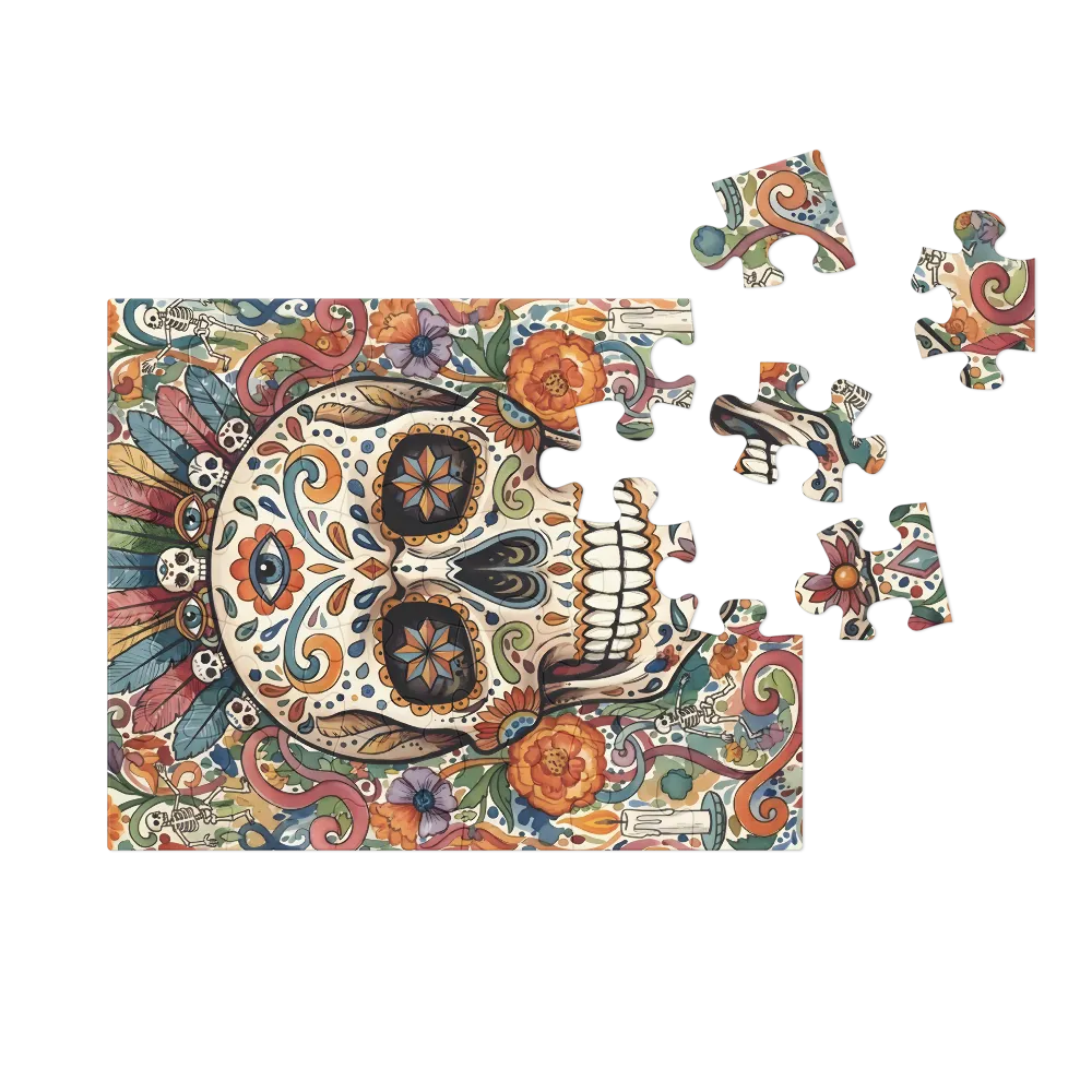 Floral Sugar Skull 
 Jigsaw Puzzle in Tin Box