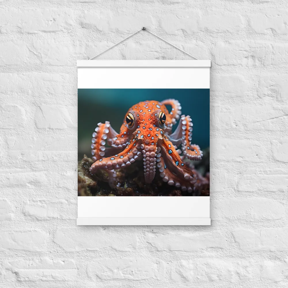 Curiosity of the Deep: The Orange Octopus | Poster With White Wood Hanger | 16″×20″
