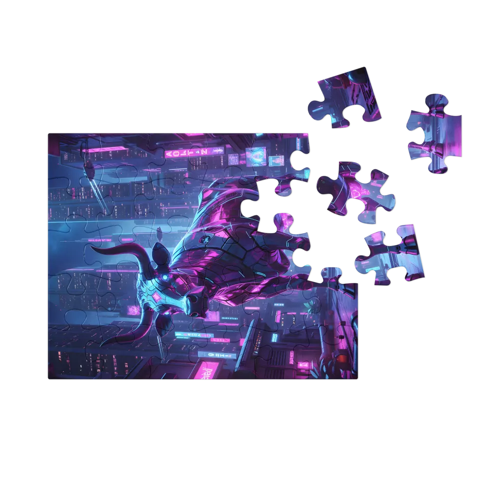 Neon Mech Cow 
 Jigsaw Puzzle in Tin Box
