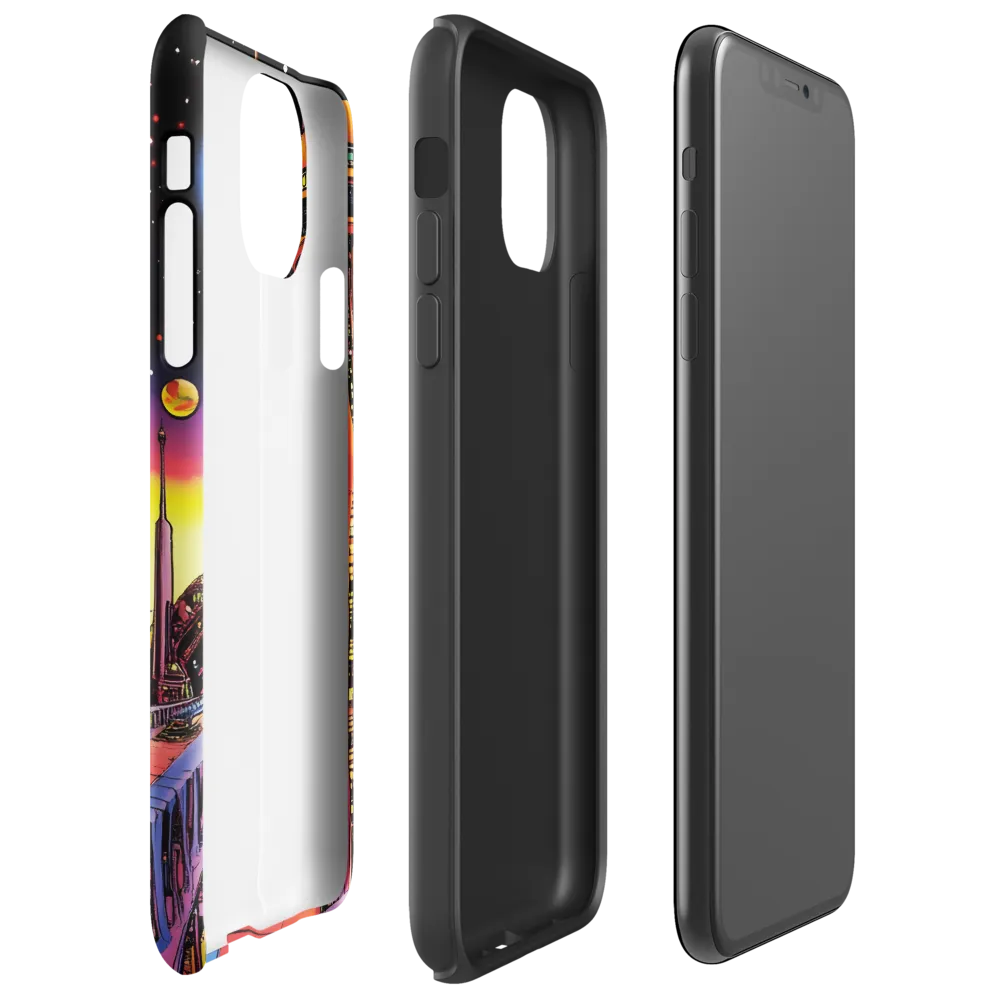 Futuristic Cosmos: A Journey Through Neon Cities | Phone Case |  11 Pro Max | Tough Case | Glossy