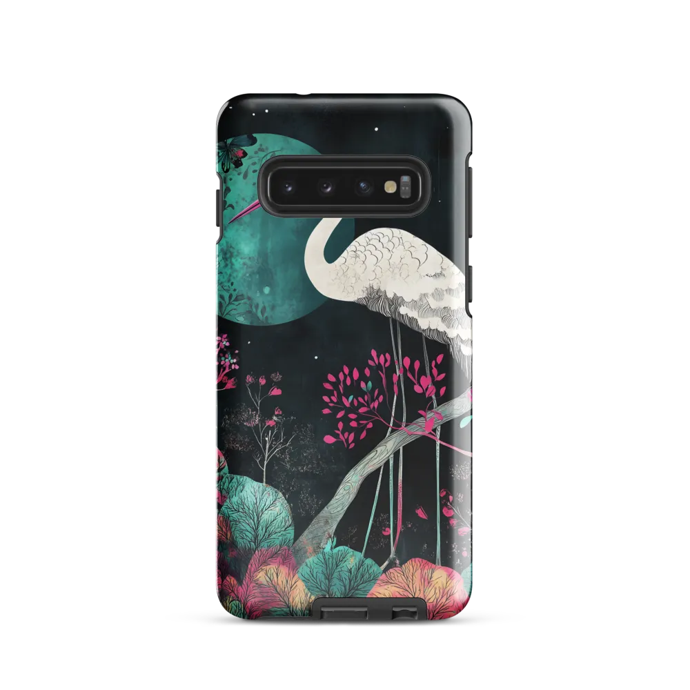 Ethereal Presence: Heron in a Floral Dreamscape | Phone Case |  S10 | Tough Case | Glossy