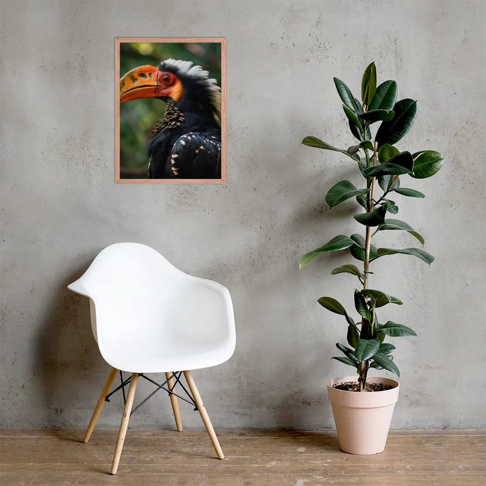 Majesty of the Hornbill | Poster with Red oak Frame | 18″×24″