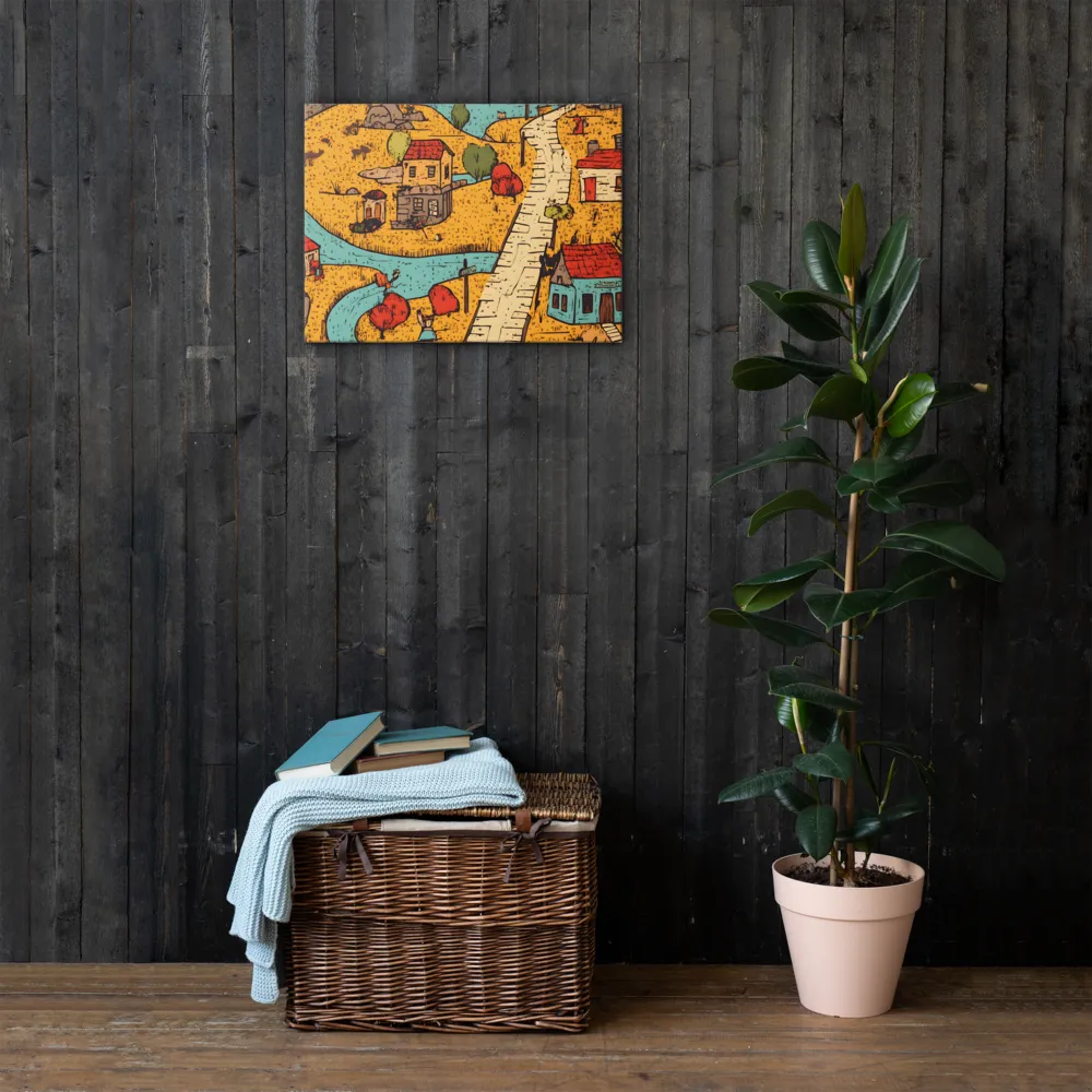 Whimsical Village Landscape | Thin Canvas | 18″×24″