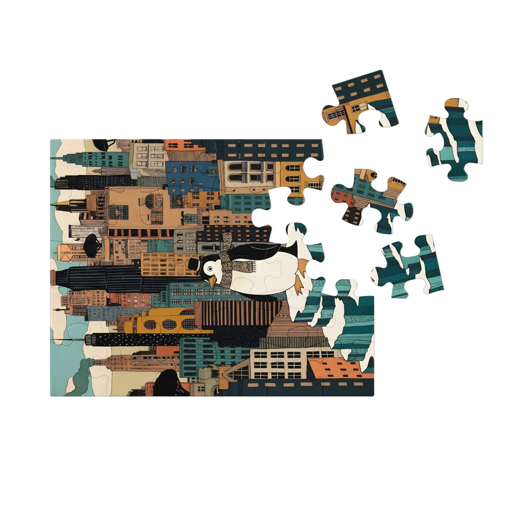 Urban Penguin 
 Jigsaw Puzzle in Tin Box