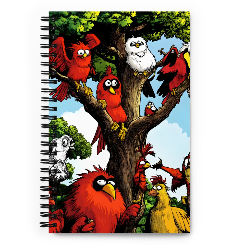 Whimsical Avian Gathering | Spiral Notebook