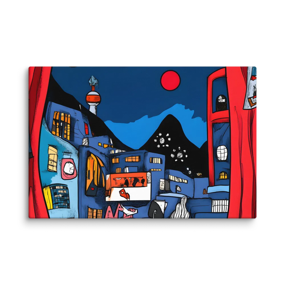 Whimsical Cityscape at Night | Canvas | 32″×48″