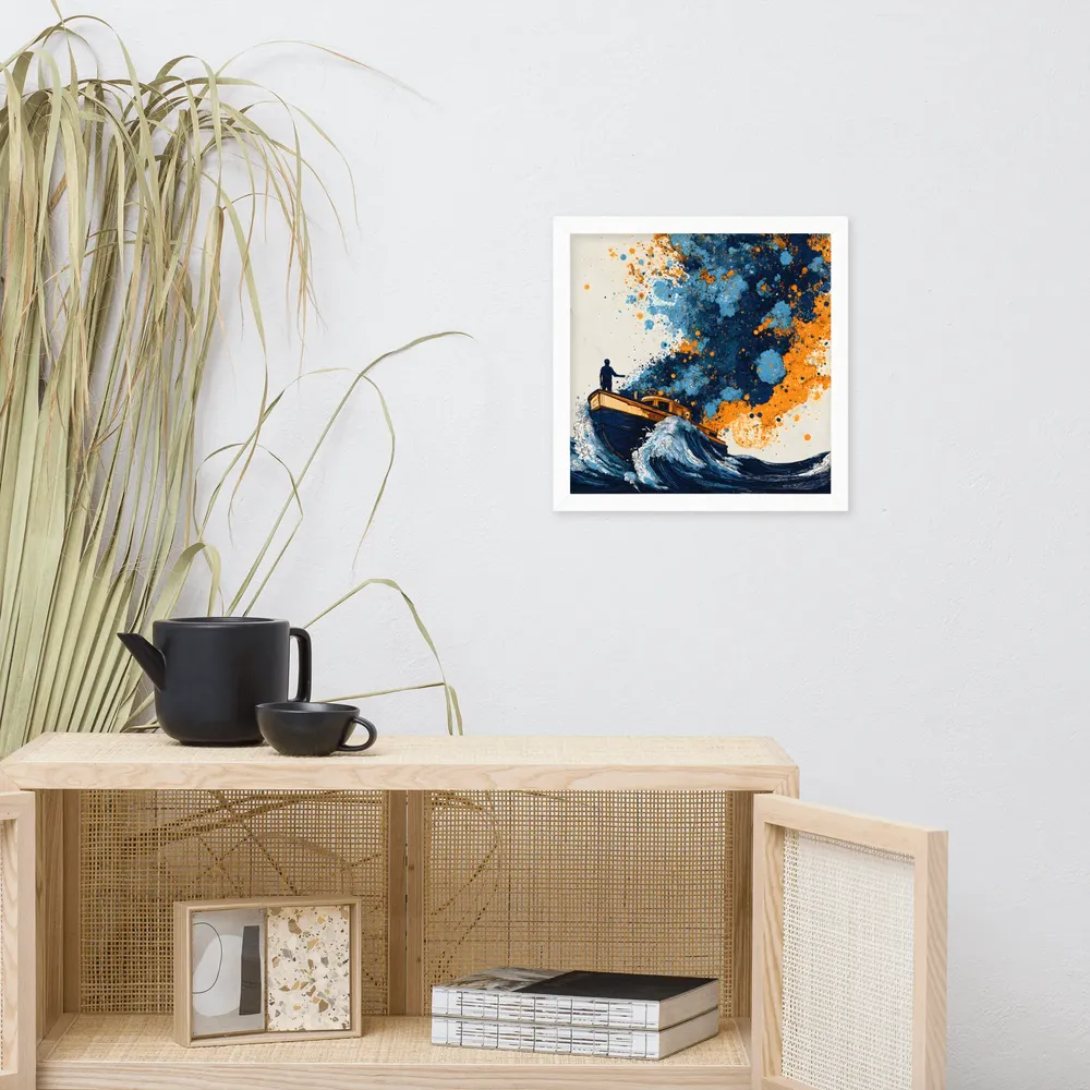 Paintstorm at Sea 
 Poster with White Frame | 14″x 14″