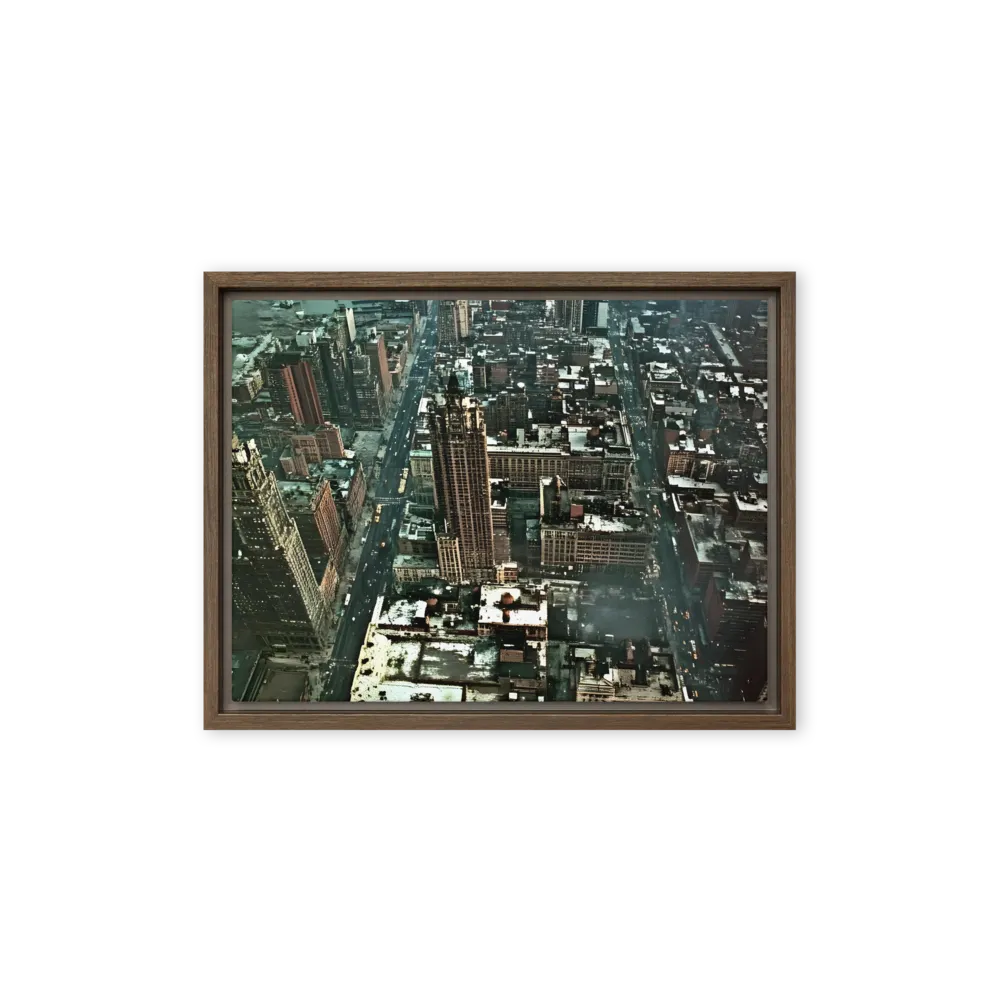 Aerial Symphony of Urban Life | Canvas with Brown Frame | 12″×16″