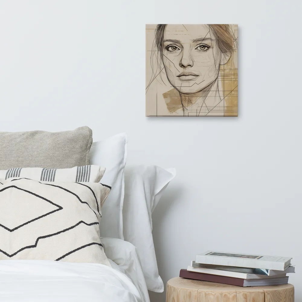 Geometric Elegance: A Modern Portrait | Canvas | 16″×16″