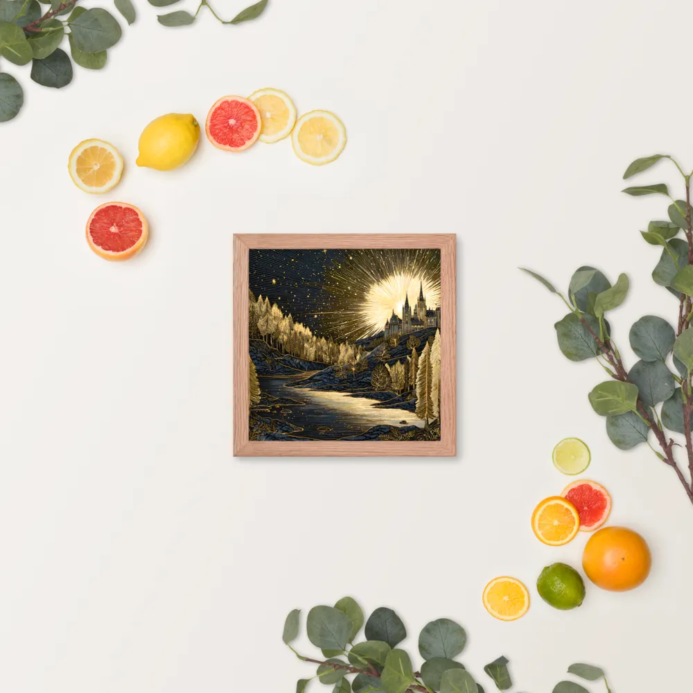 Gilded Castle at Dawn 
 Poster with Red oak Frame | 10″x 10″