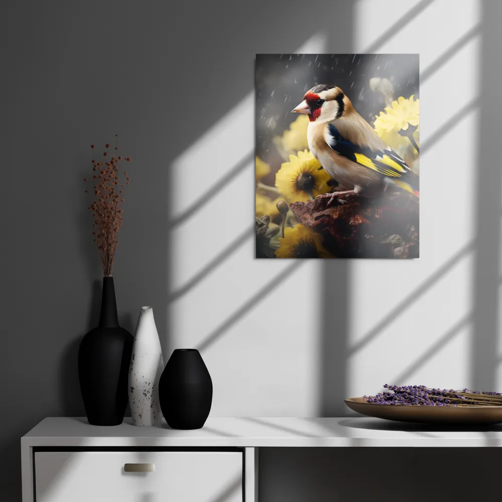 Harmony in Nature: A Goldfinch Amidst Blooms
