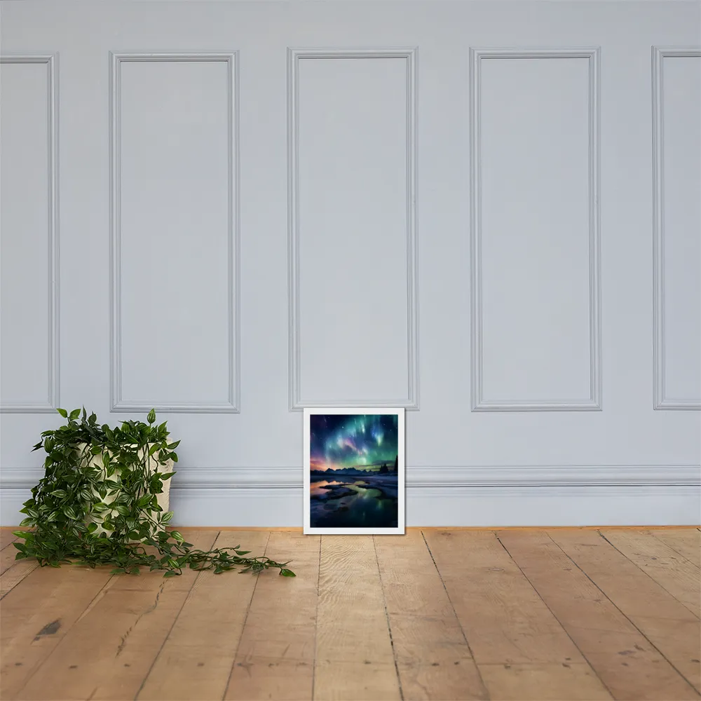 Ethereal Aurora: A Night Under the Stars | Poster with White Frame | 11″×14″