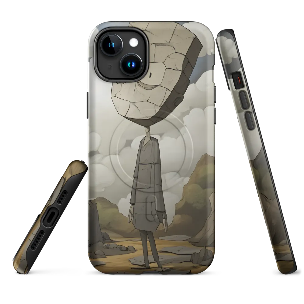 Whimsical Stone Figure in a Rocky Landscape | Phone Case |  15 Plus | MagSafe® Tough Case | Matte