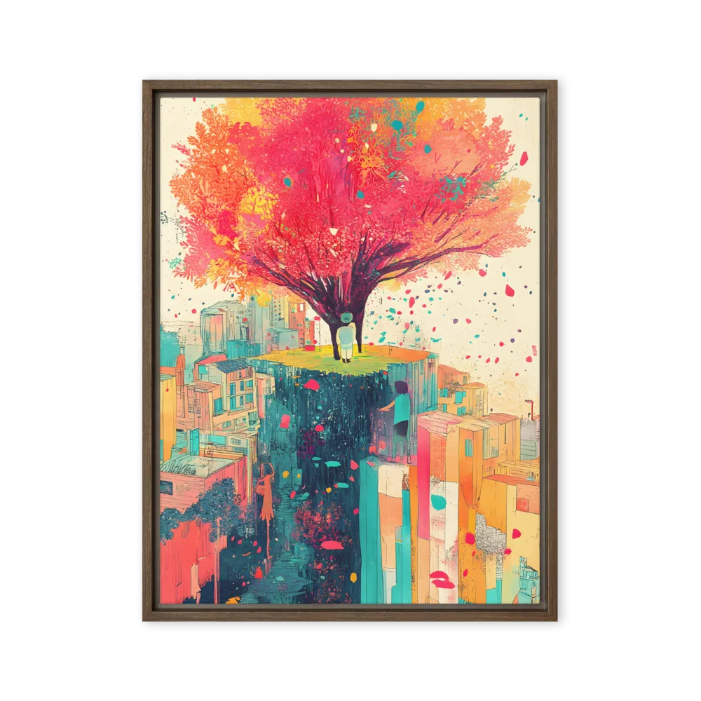 Whispers of Urban Dreams | Canvas with Brown Frame | 24″×32″