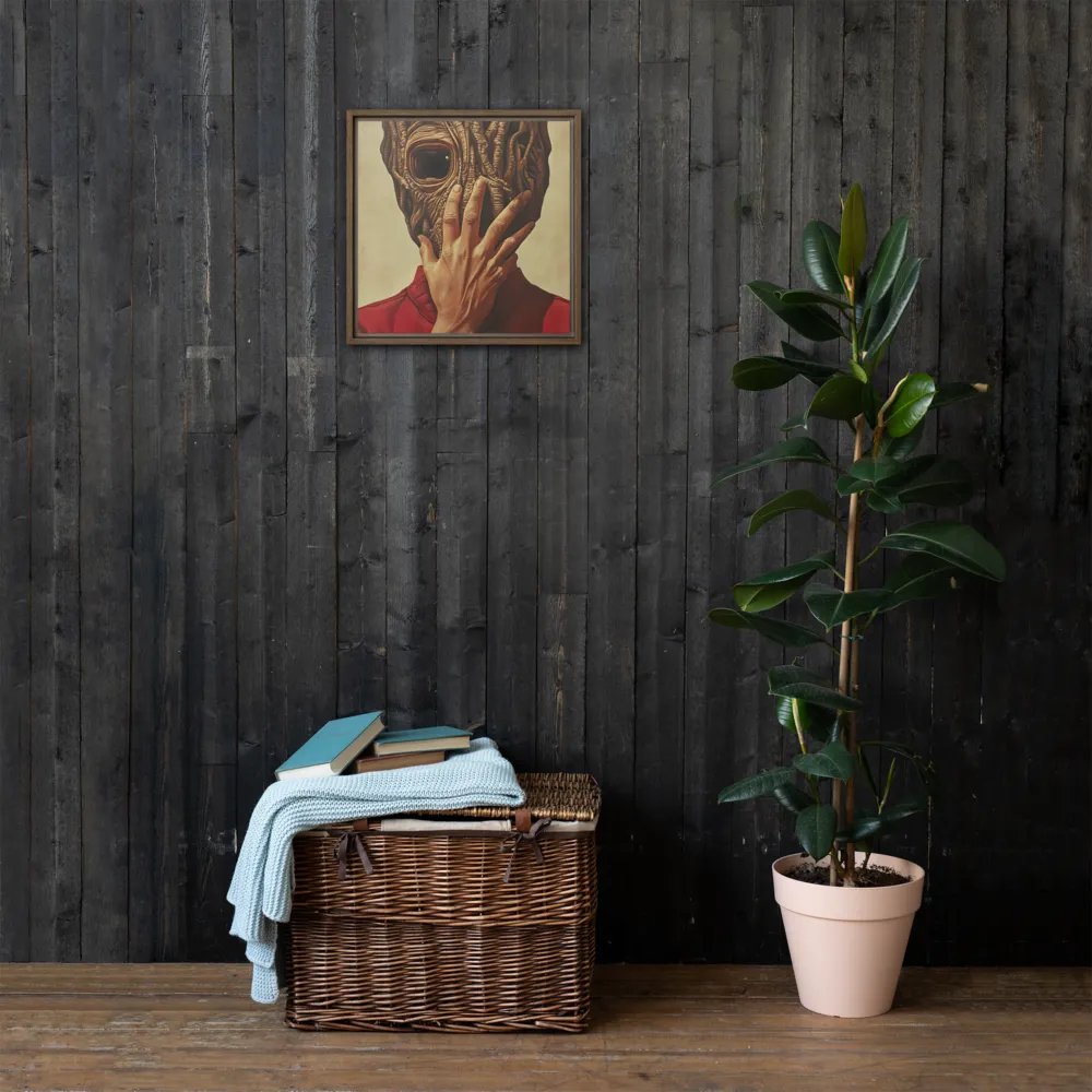 The Mask of Roots | Canvas with Brown Frame | 16″×16″