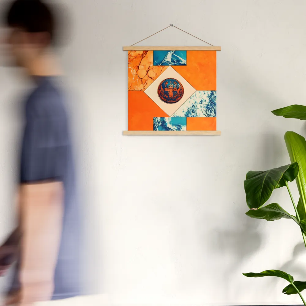 Harmonious Encounters: Abstract Geometry | Poster With Oak Wood Hanger | 18″×18″