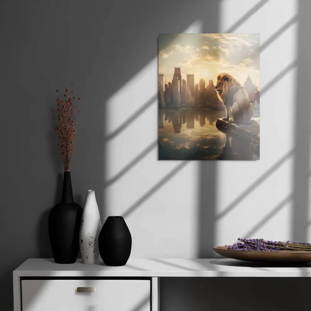 The Lion's Gaze Over the Urban Symphony