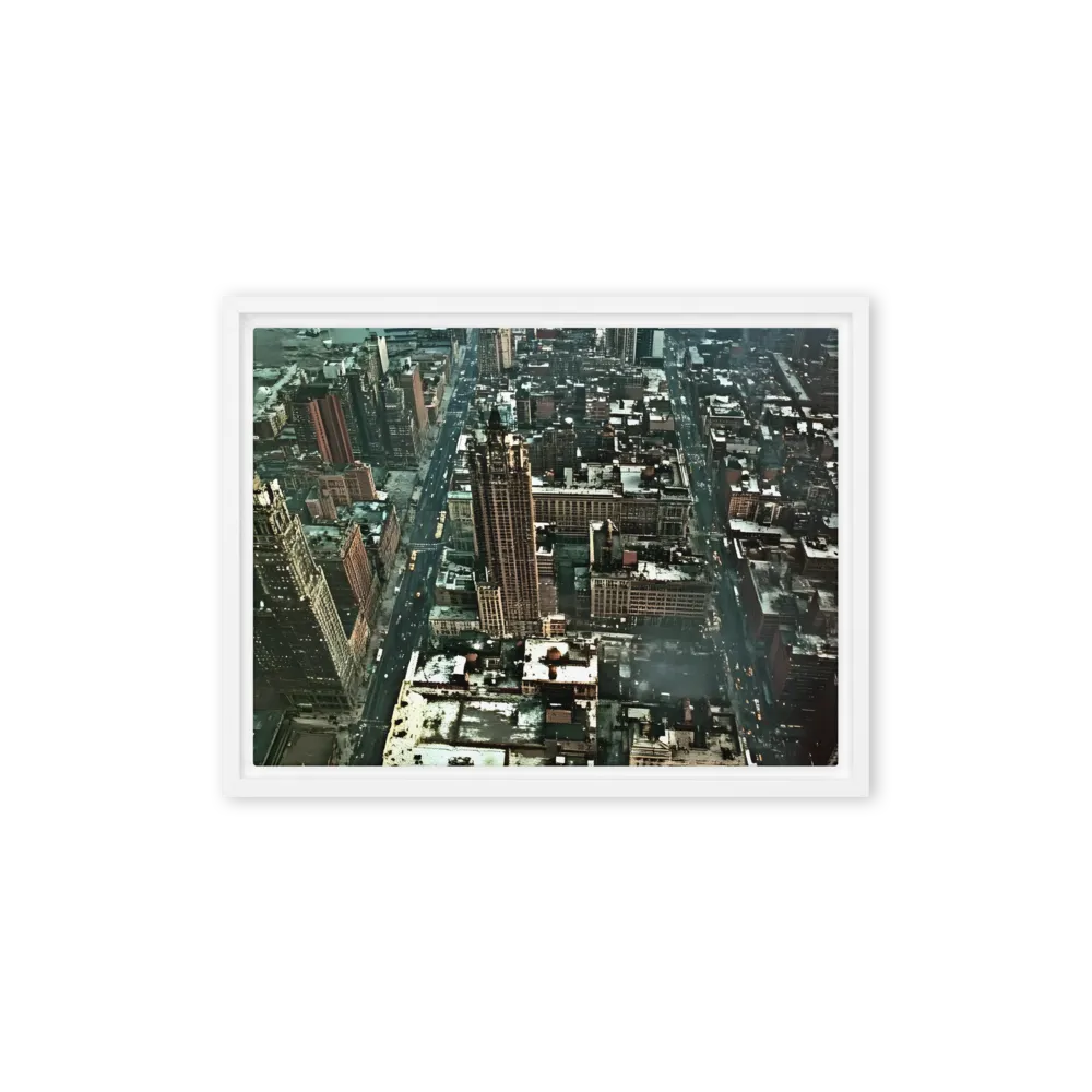 Aerial Symphony of Urban Life | Canvas with White Frame | 12″×16″