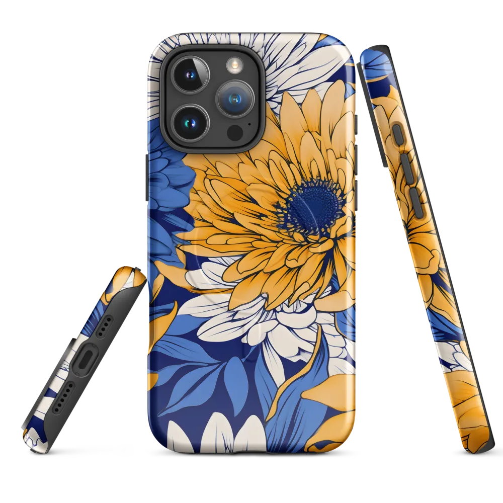 Floral Harmony in Blue and Yellow