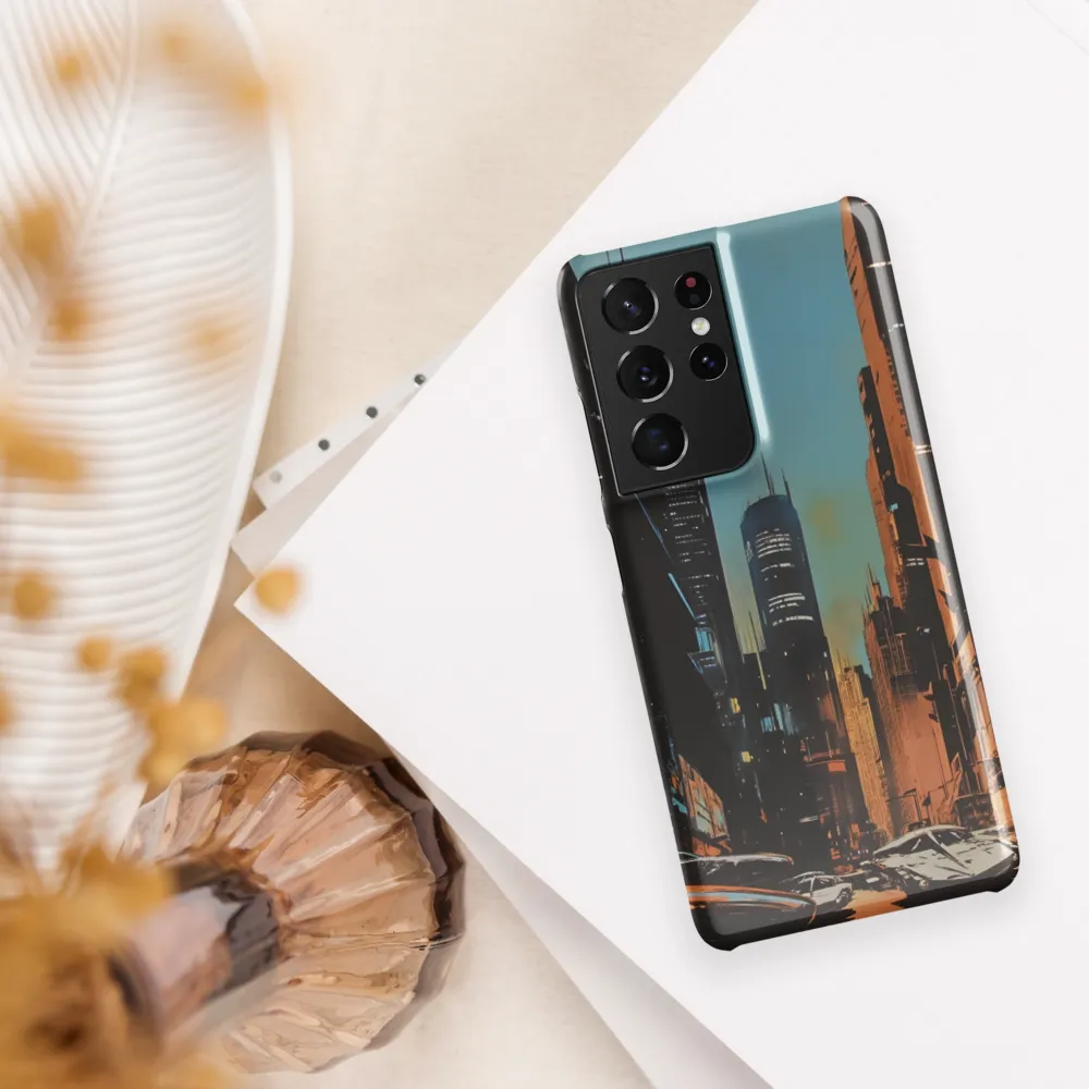 Futuristic Cityscape in Blue and Orange