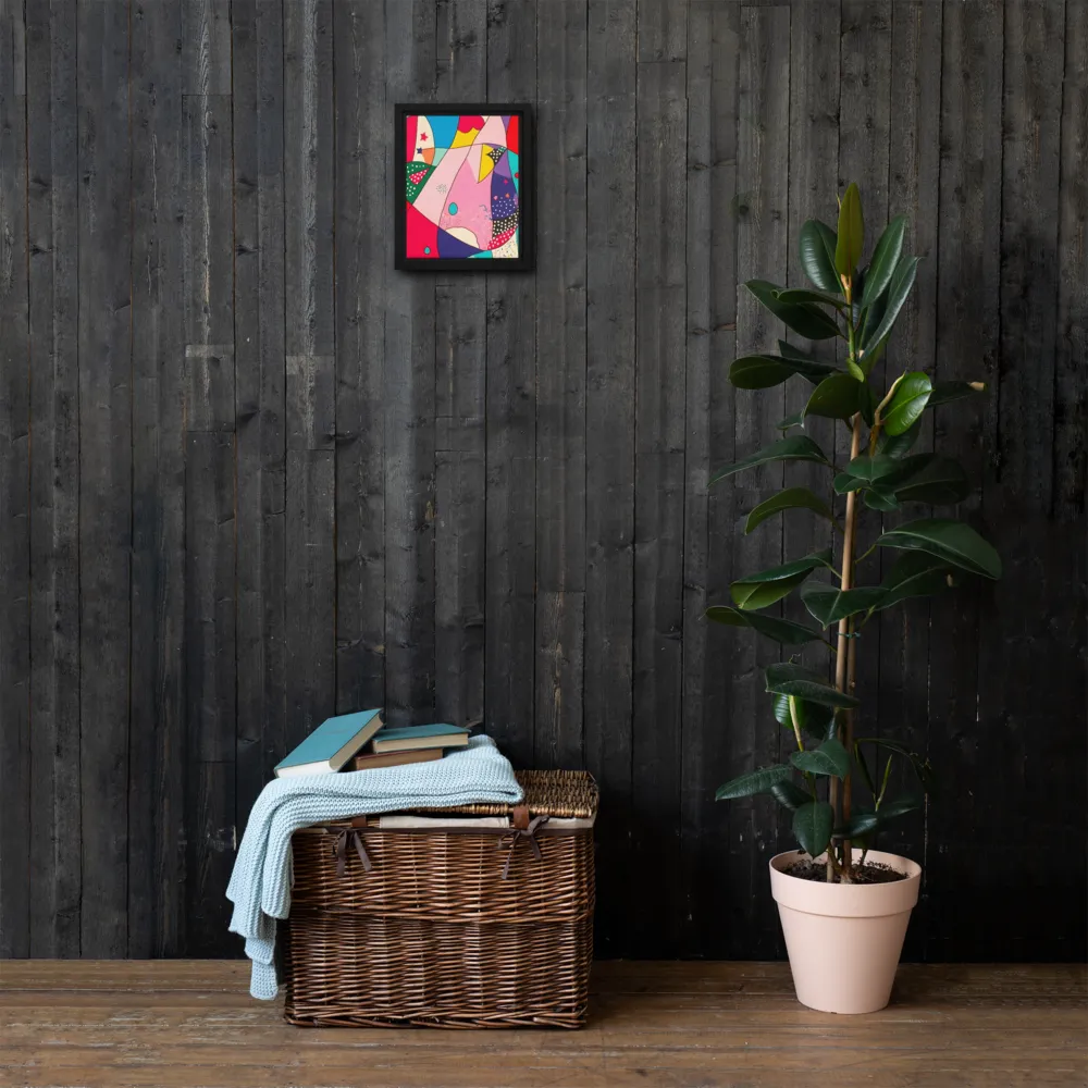 Playful Geometry in Color | Canvas with Black Frame | 8″×10″