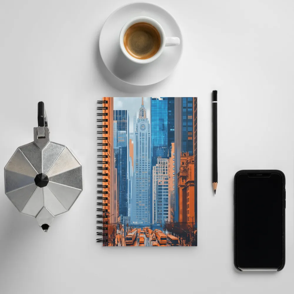 Urban Symphony in Blue and Orange | Spiral Notebook