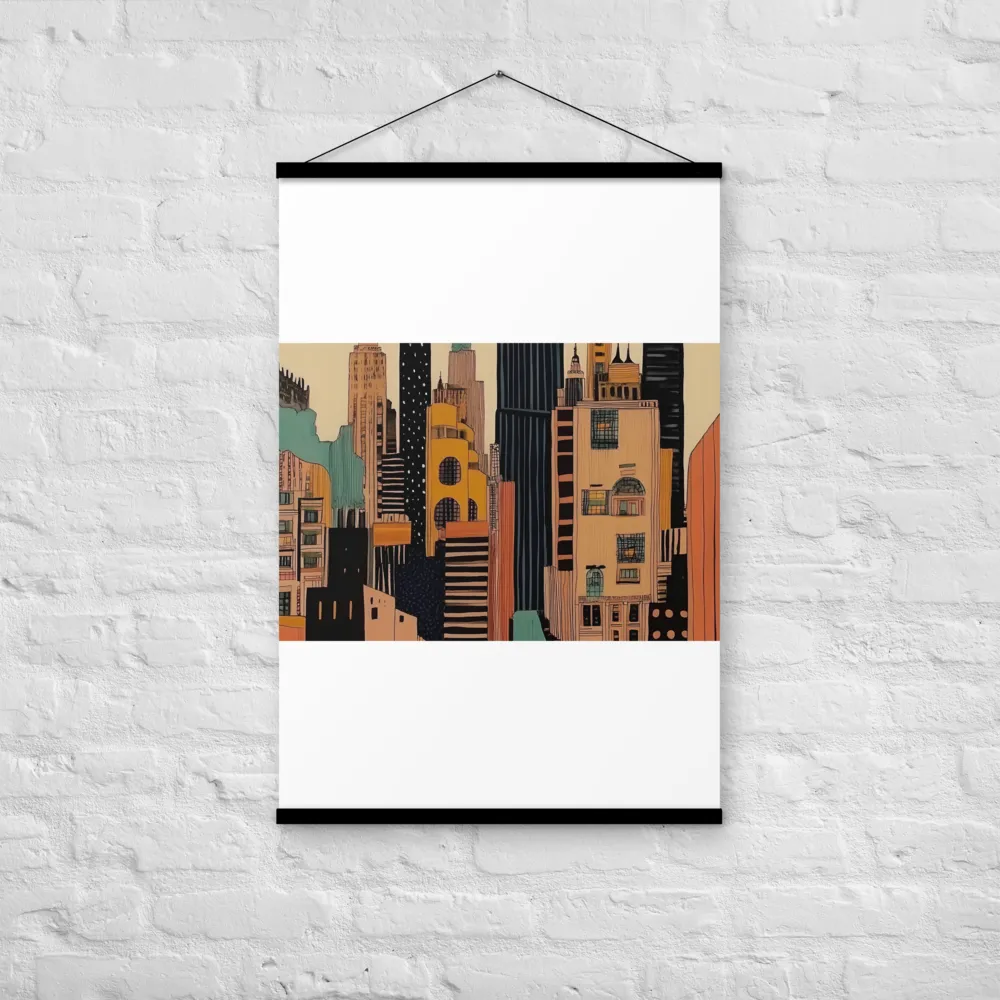 Urban Symphony in Ink | Poster With Black Wood Hanger | 24″×36″