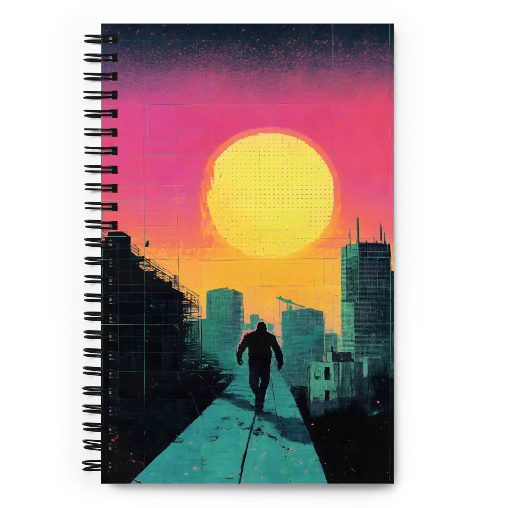 Solitude in a Neon City | Spiral Notebook