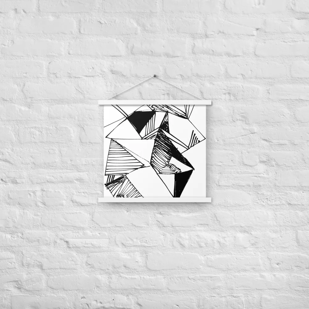 Dynamic Geometry in Ink | Poster With White Wood Hanger | 18″×18″