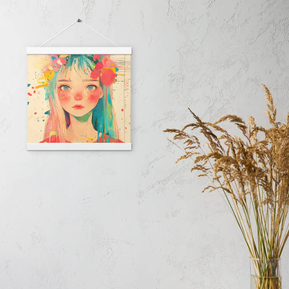 Whimsical Blossom | Poster With White Wood Hanger | 12″×12″