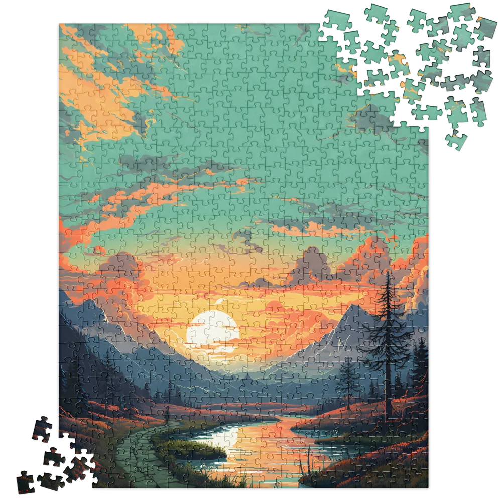 Tranquil Sunset Over the Majestic Mountains | Jigsaw Puzzle | 520 pieces