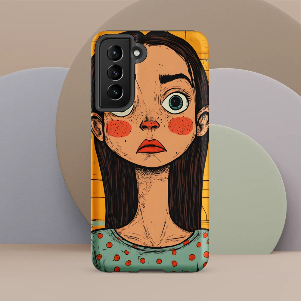 Wide-Eyed Portrait on Distressed Yellow Planks