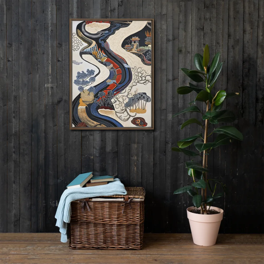 Flow of Tranquility | Canvas with Brown Frame | 24″×32″