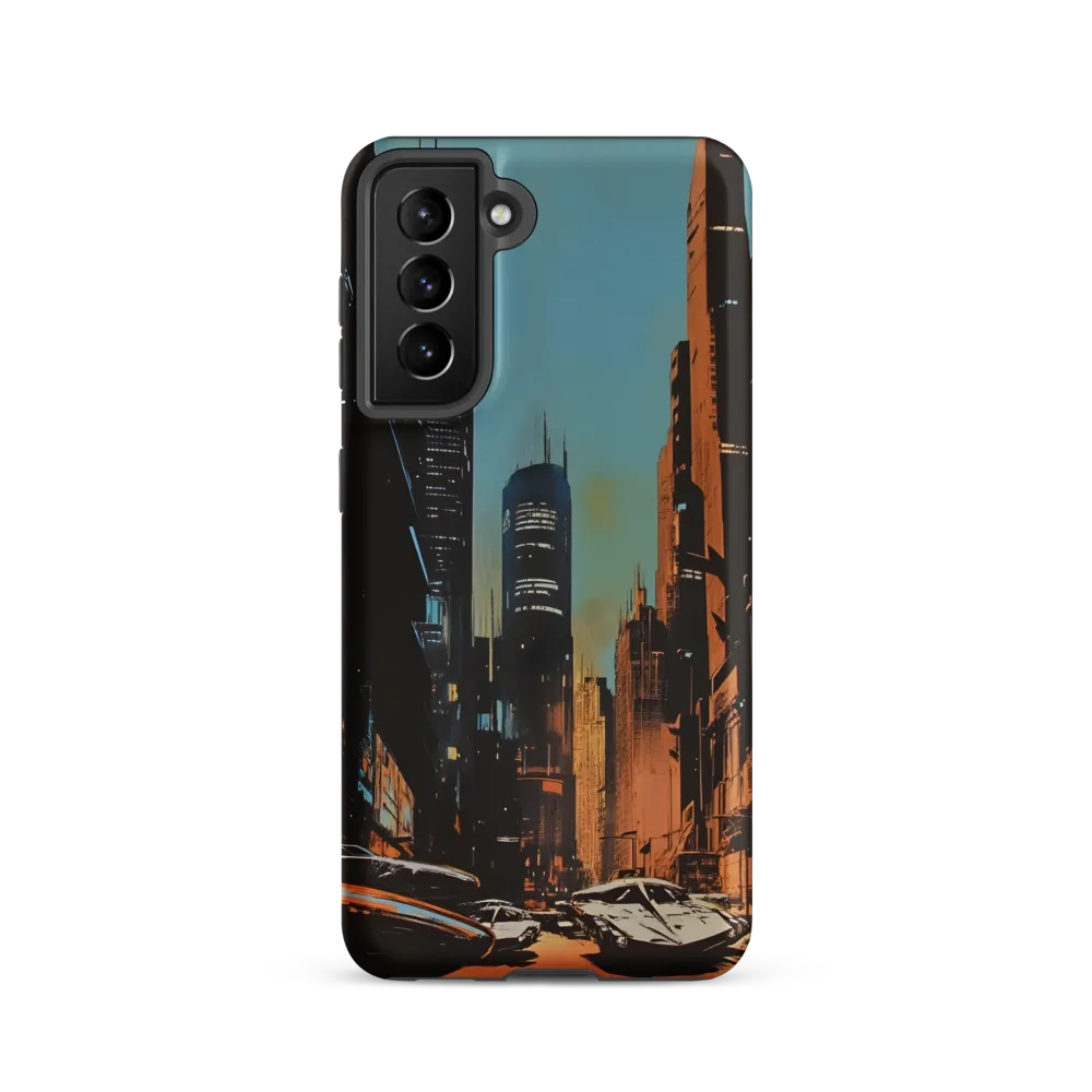Futuristic Cityscape in Blue and Orange