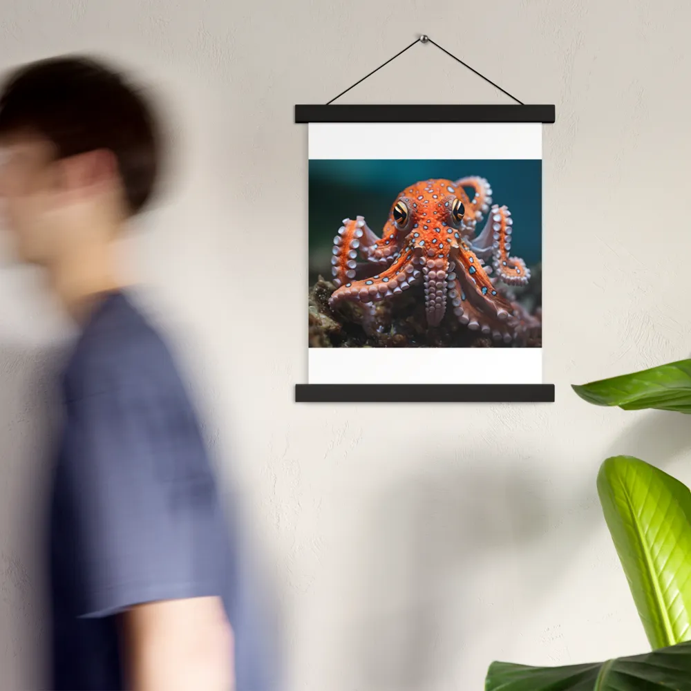 Curiosity of the Deep: The Orange Octopus | Poster With Black Wood Hanger | 11″×14″