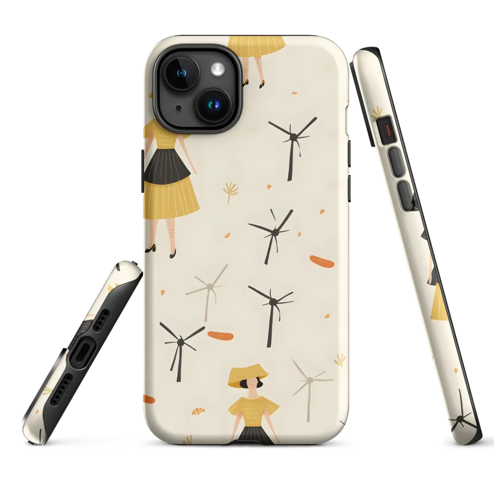 Whimsical Patterns of Nature and Femininity | Phone Case |  15 Plus | Tough Case | Matte