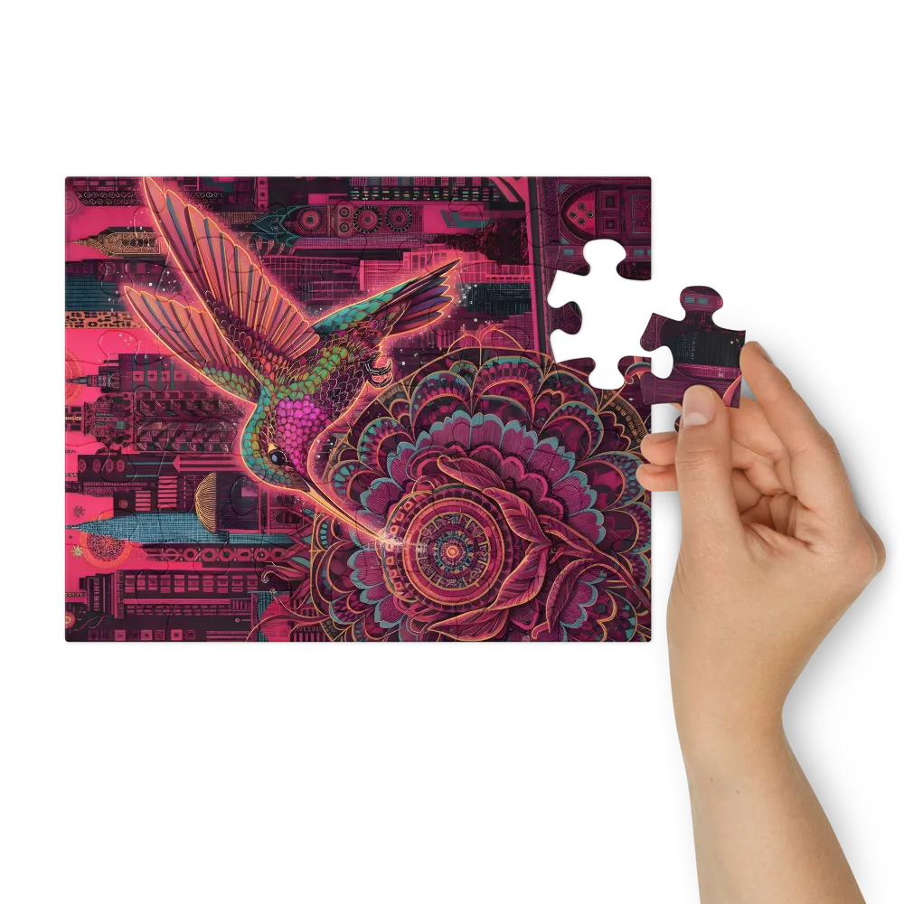 Mandala Hummingbird 
 Jigsaw Puzzle in Tin Box