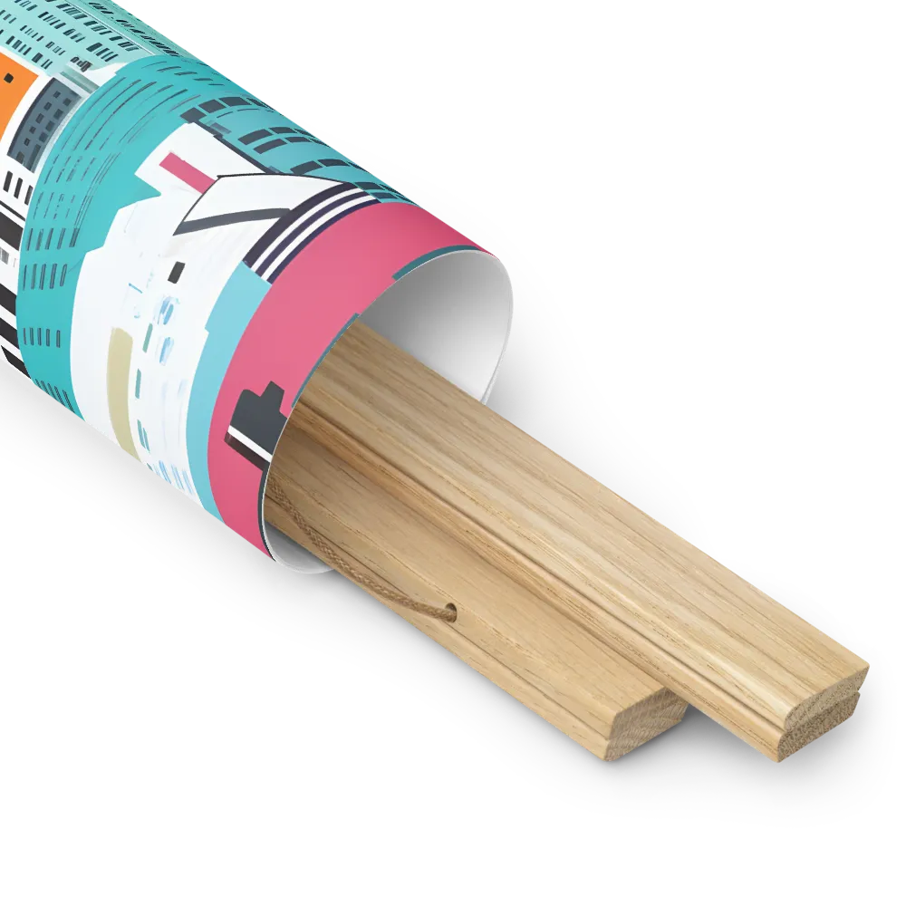 Urban Symphony: A Modern Cityscape | Poster With Oak Wood Hanger | 14″×14″