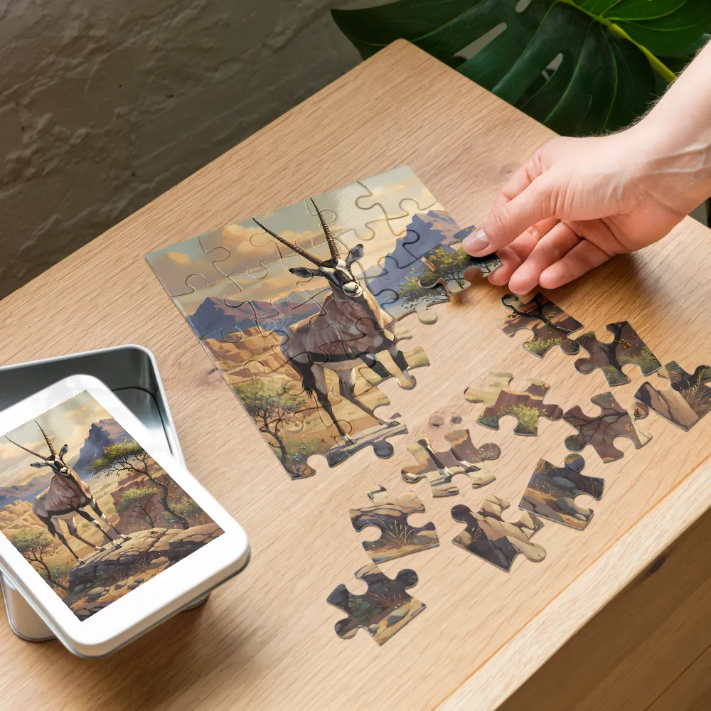 Desert Antelope 
 Jigsaw Puzzle in Tin Box
