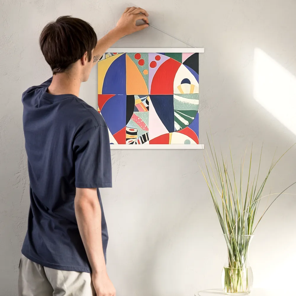 Dynamic Mosaic Symmetry | Poster With White Wood Hanger | 18″×18″