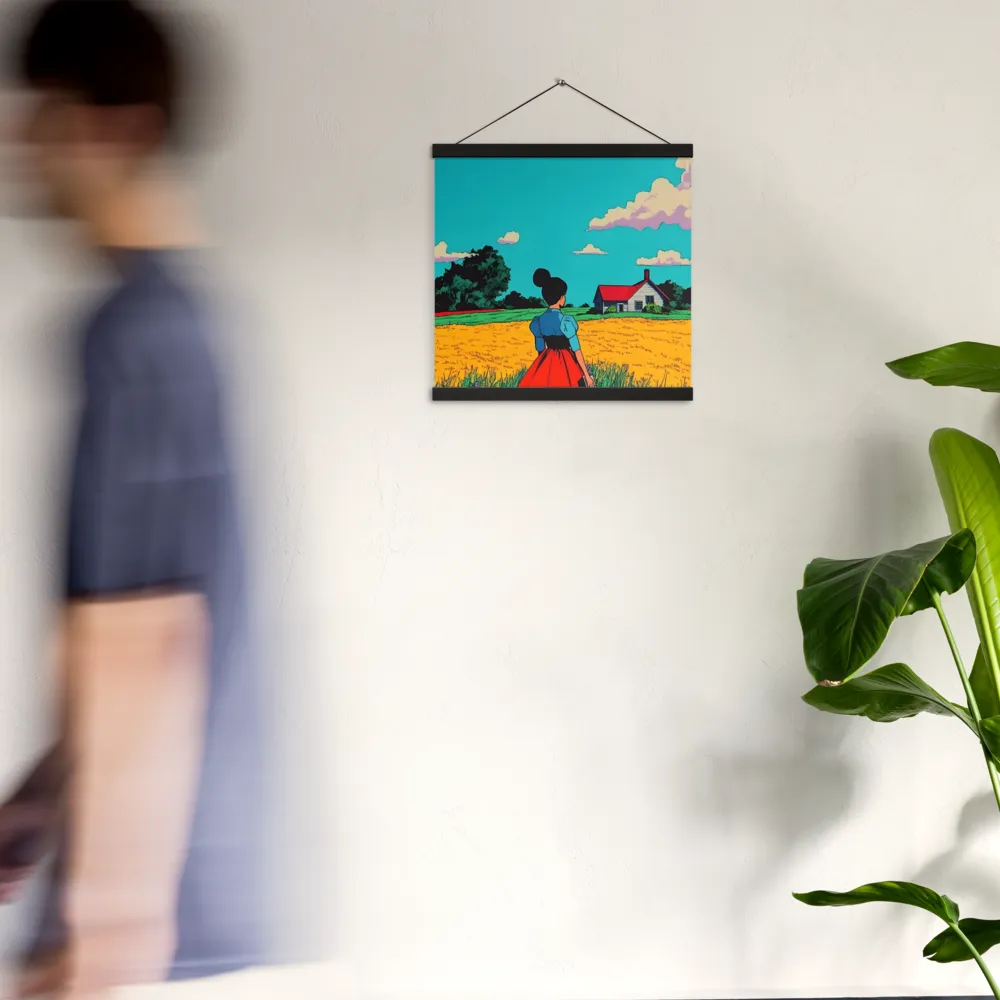 Whispers of a Sunlit Meadow | Poster With Black Wood Hanger | 16″×16″