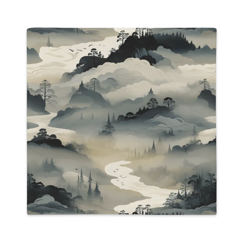 Whispers of the Misty Landscape | Pillow Case | 22″×22″