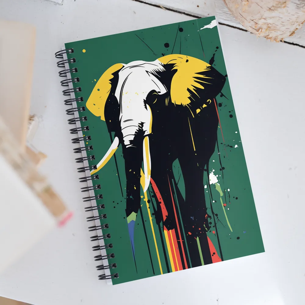 Majestic Minimalism: The Colorful Elephant | Spiral Notebook