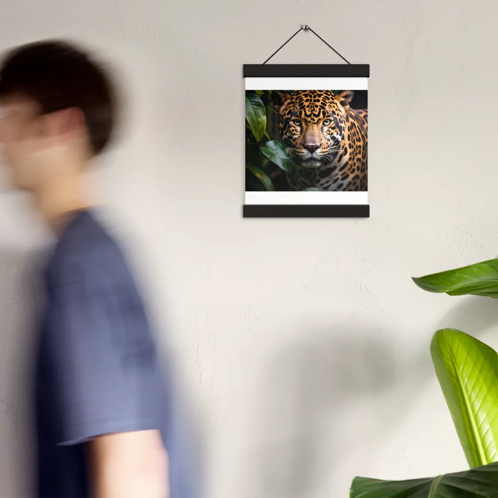 The Intensity of Nature: A Jaguar’s Gaze | Poster With Black Wood Hanger | 8″×10″