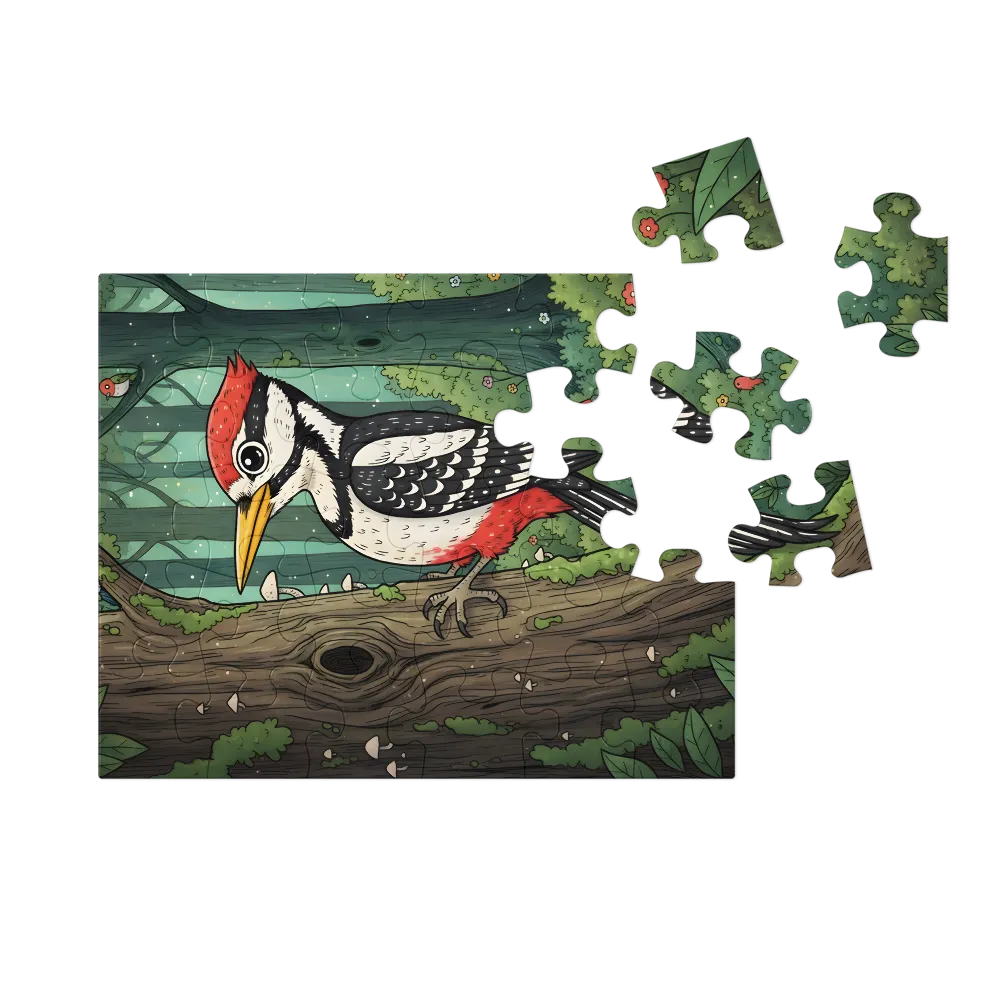 Forest Woodpecker 
 Jigsaw Puzzle in Tin Box