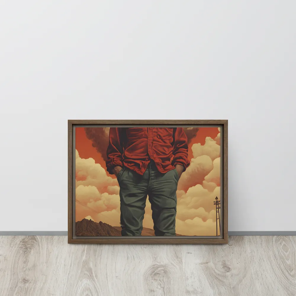 Defiant Spirit in a Surreal Landscape | Canvas with Brown Frame | 12″×16″